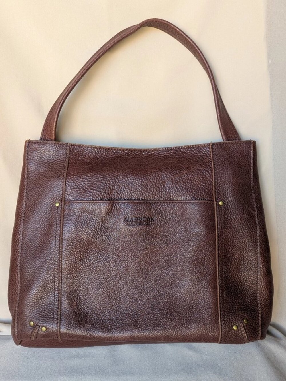 American Leather Company Hobo Shoulder Bag Brandy Smooth Genuine Leather